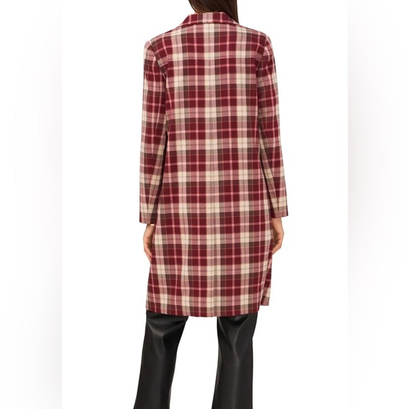 1 State Red & Beige Plaid Collar Topcoat Coat Peacoat Casual Fall Jacket NWOT - Picture 5 of 5